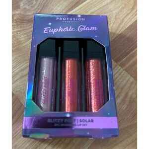 Profusion Cosmetics Euphoric Glam Glitzy Pout Solar Sparkling Lip Set.